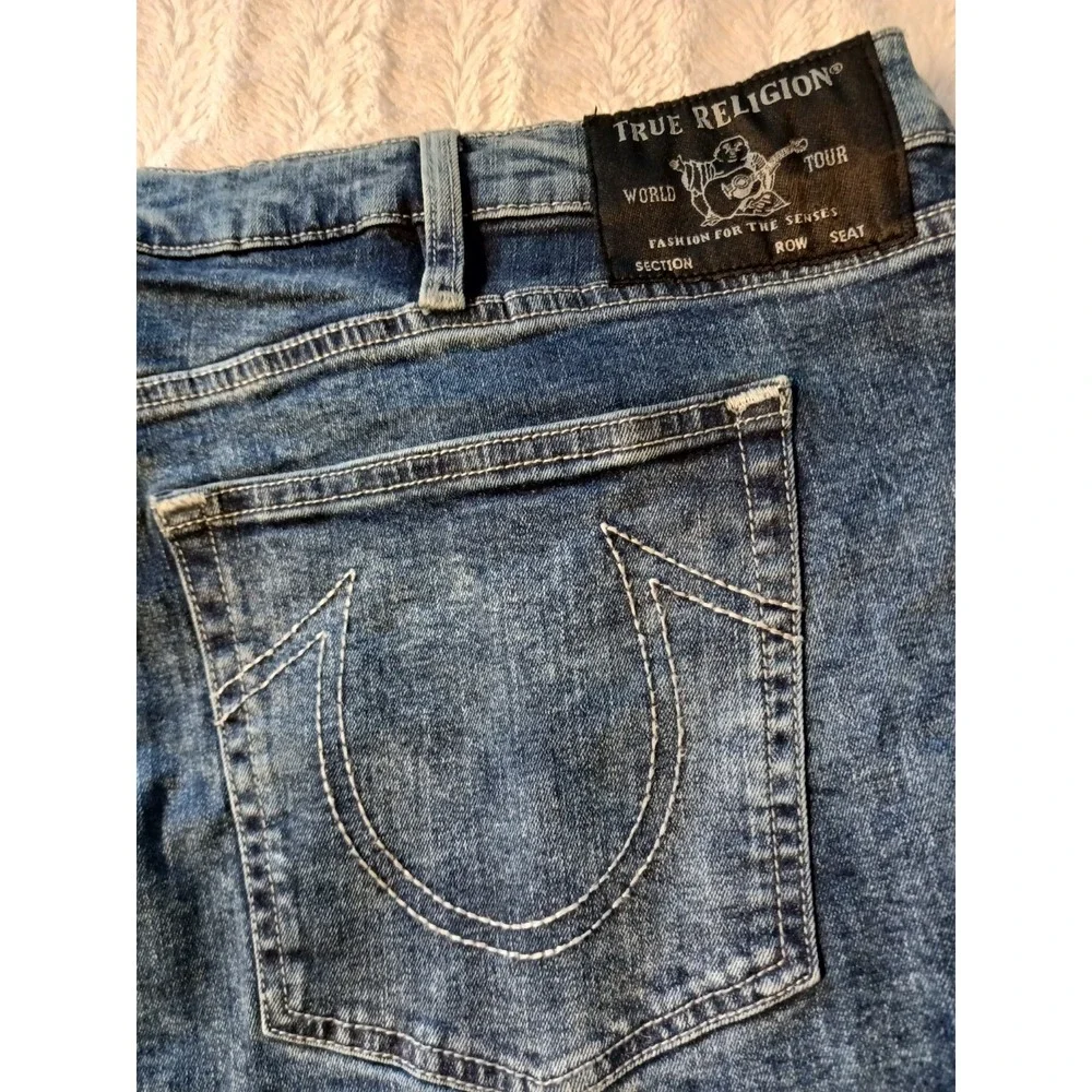 True Religion Rocco Relaxed Skinny Jeans Men's 44x27 Blue Acid Wash Stretch